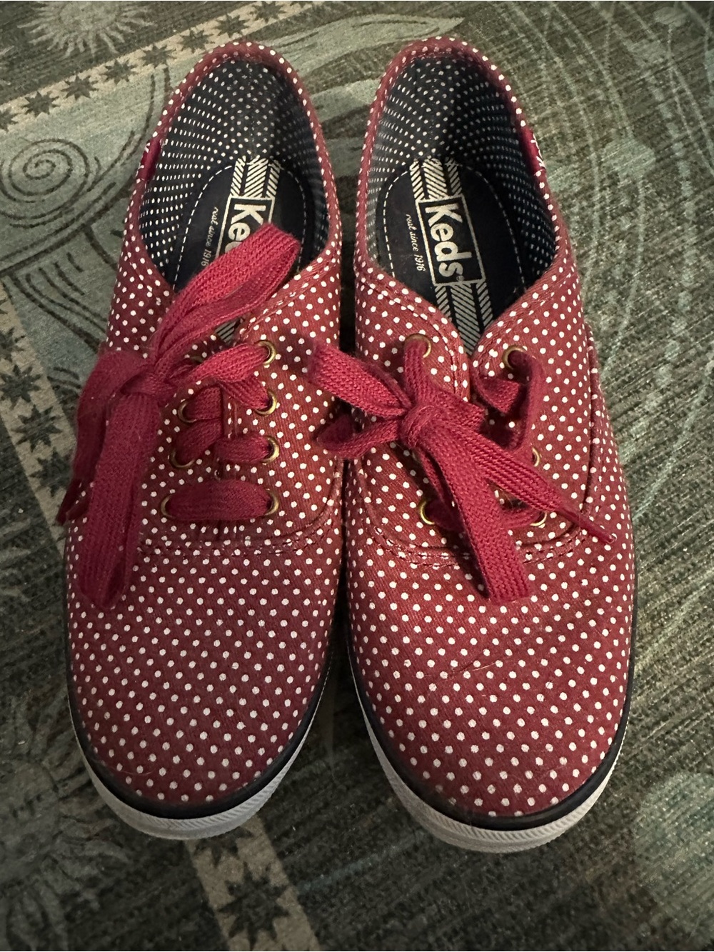 Keds Women’s Burgundy Polka Dot Canvas Sneakers